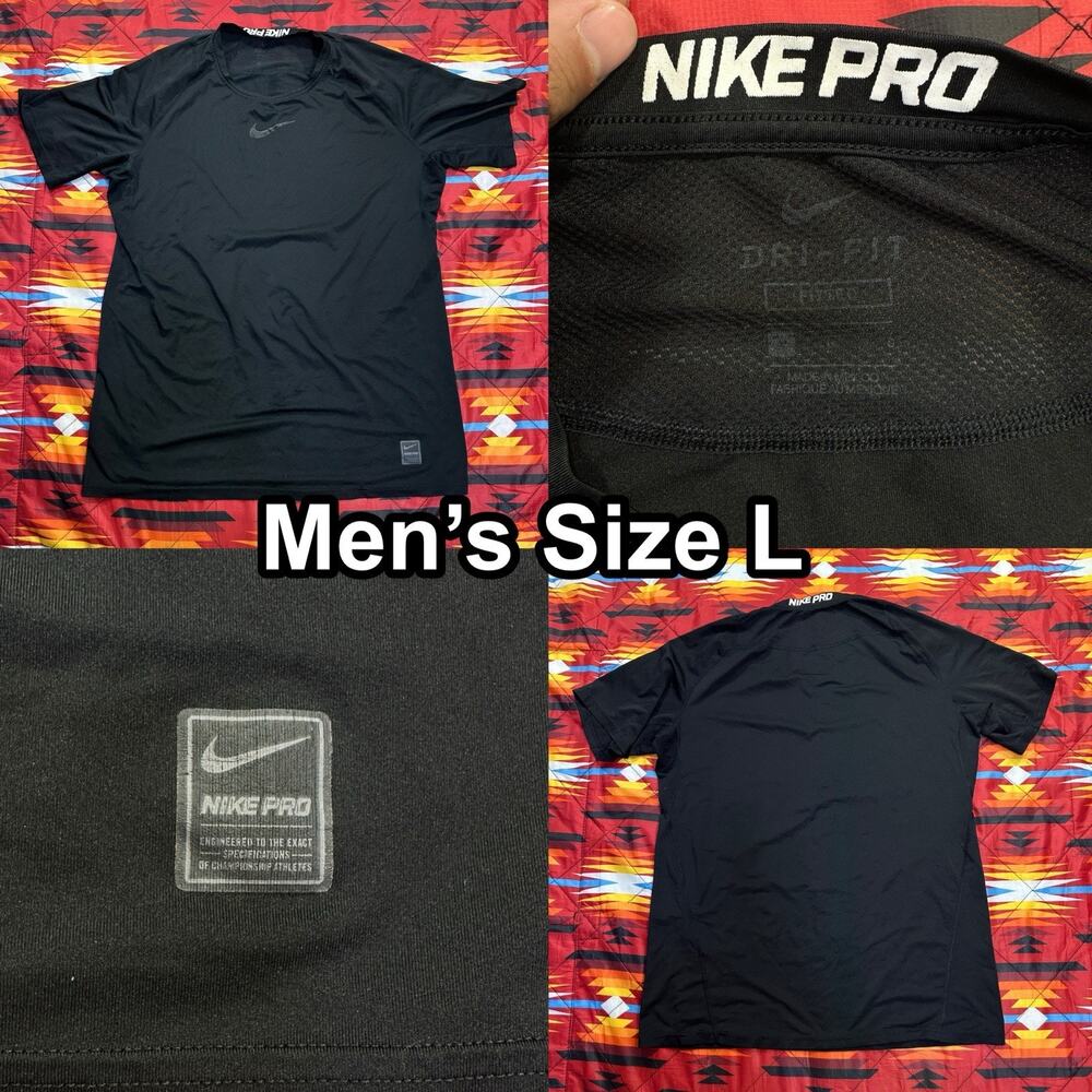 Nike Pro Dri-FIT Men’s Size Large Black Training Athletic T-Shirt 838093-010